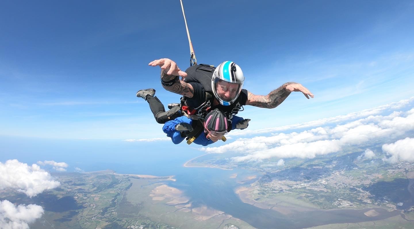 Image of two people sky diving