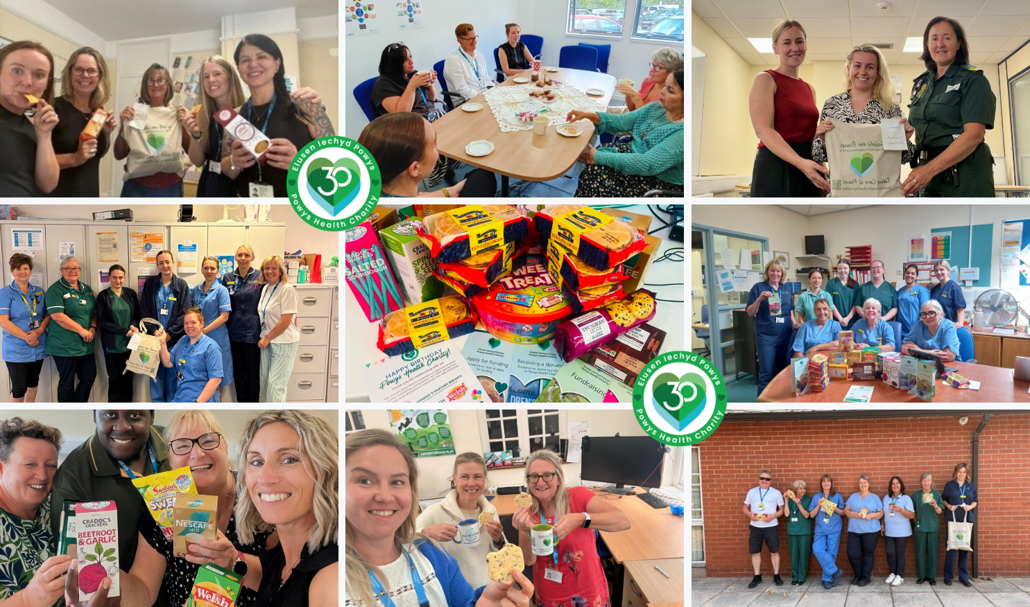 Collage of images of Staff enjoying Tea Hamper.