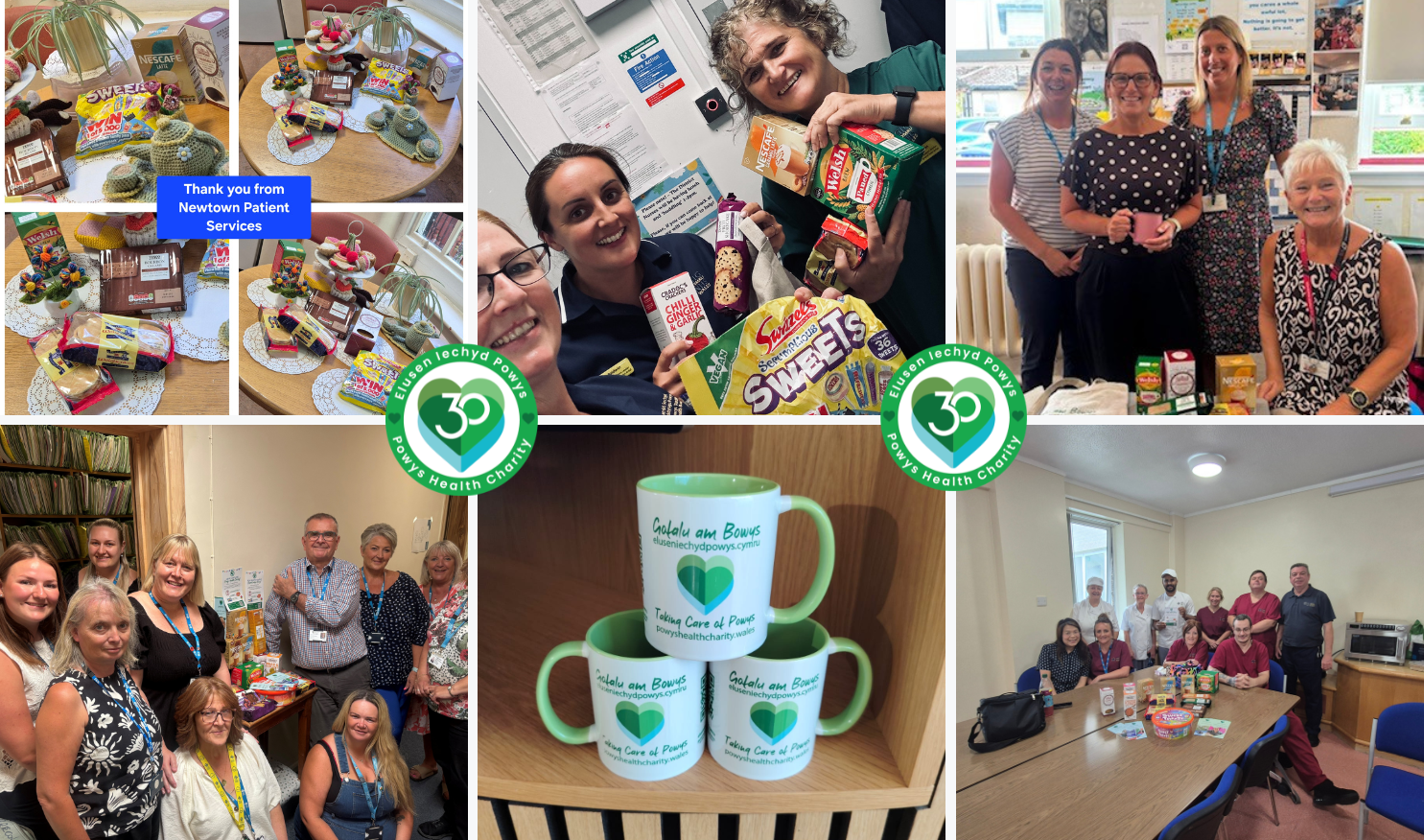 Collage of images of Staff enjoying Tea Hamper.